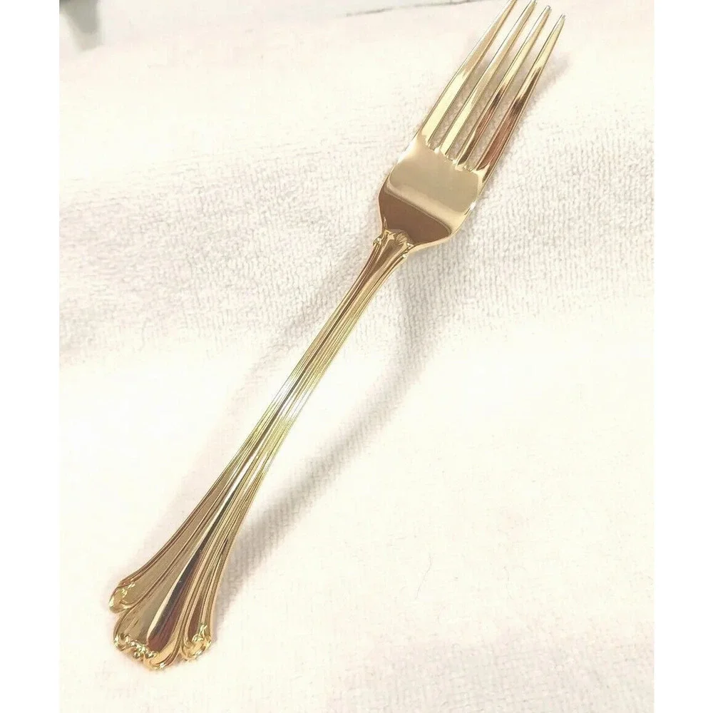 F.B. Rogers Gold DINNER FORK Chippendale Gold Electroplate HOLIDAY WEDDING VNTG